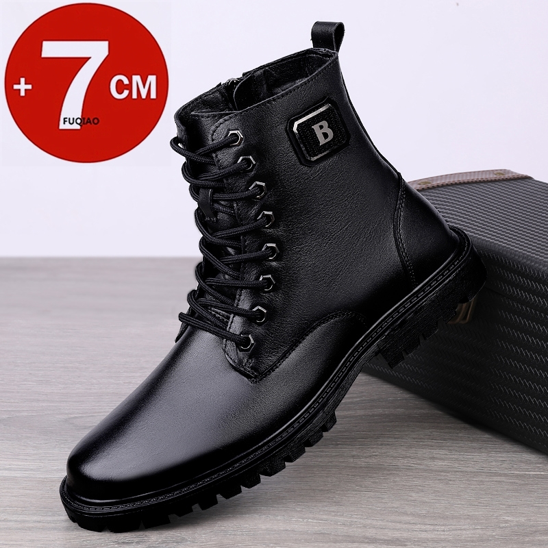 Men'S Shoes Increase Height - Мужские ботинки-лифты из натуральной кожи, зимние